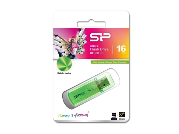 SILICON POWER Helios 101 - USB-flashstasjon - 16 GB - USB 2.0 - eplegrønn