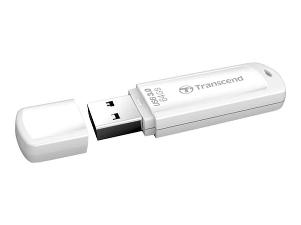 Transcend JetFlash 730 64GB USB 3.0, 64 GB, USB A-tyyppi, 3.2 Gen 1 (3.1 Gen 1), Suojus, 8,5 g, Valkoinen Valkoinen