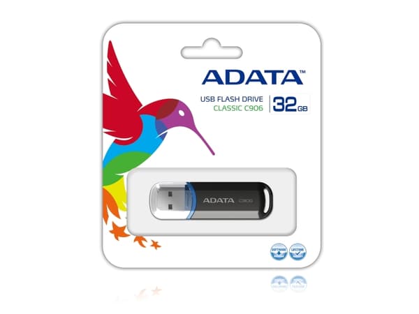 ADATA Classic Series C906 - USB-flashstasjon - 32 GB - USB 2.0 - svart