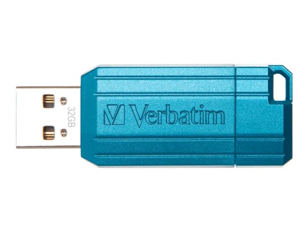 Verbatim PinStripe USB Drive - USB-flashstasjon - 32 GB - USB 2.0 - karibisk blå