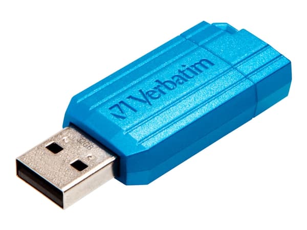 Verbatim PinStripe USB Drive - USB-flashstasjon - 32 GB - USB 2.0 - karibisk blå