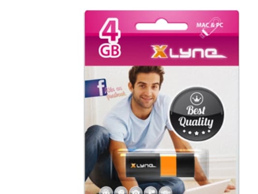 xlyne Wave, 4 GB, USB A-tyyppi, 2.0, 8 MB/s, Suojus, Musta, Oranssi