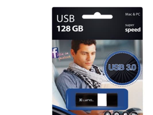xlyne Wave USB 3.0 128GB, 128 GB, USB A-tyyppi, 3.2 Gen 1 (3.1 Gen 1), 35 MB/s, Suojus, Musta, Valkoinen