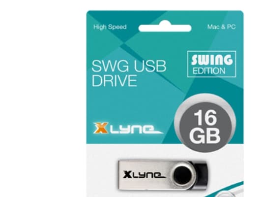 xlyne Swing 16GB, 16 GB, USB Type-A, 2.0, 8 MB/s, Sväng, Svart, Rostfritt stål