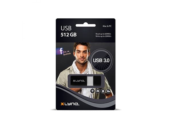 xlyne 7951200, 512 GB, USB Typ-A, 3.2 Gen 1 (3.1 Gen 1), 60 MB/s, Glide, Sort, Hvid