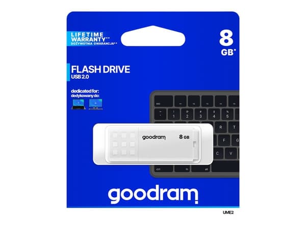 GOODRAM UME2 - USB-flashstasjon - 8 GB - USB 2.0 - hvit