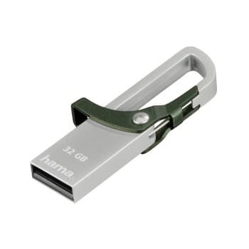 Hama "HOOK-STYLE",, 32 GB, USB Type-A, 2.0, 15 MB/s, Uten lokk, Grønn, Metallisk Grønn, Metallisk