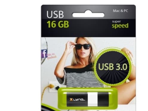xlyne Wave - USB flash-enhet - 16 GB - USB 3.0 - svart, vit