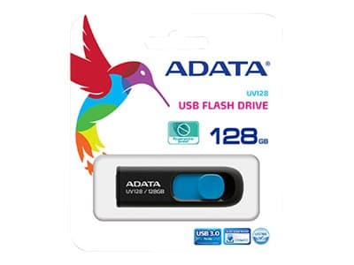 ADATA DashDrive UV128 - USB flash-enhet - 128 GB - USB 3.0 - svart, blå Svart, Blå