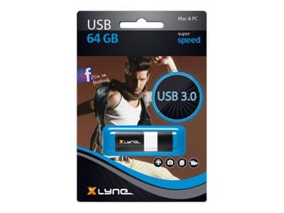 xlyne Wave - USB-flashstasjon - 64 GB - USB 3.0 Sort, Hvit