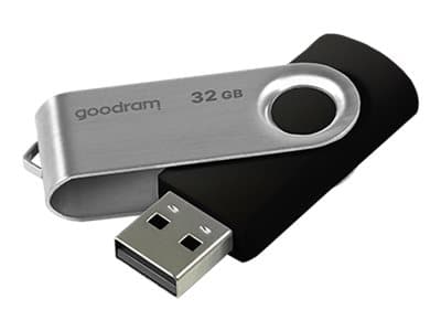 Goodram 32GB USB 2.0, 32 GB, 2.0, USB Type-A connector, 20 MB/s, Sväng, Svart, Silver musta