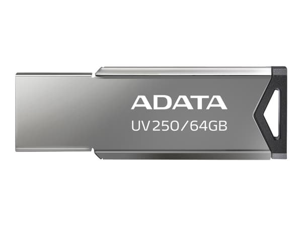 ADATA UV250, 32 GB, USB A-tyyppi, 2.0, Ilman suojusta, 5,6 g, Hopea Hopea