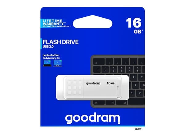GOODRAM UME2 - USB flash-enhet - 16 GB - USB 2.0 - vit