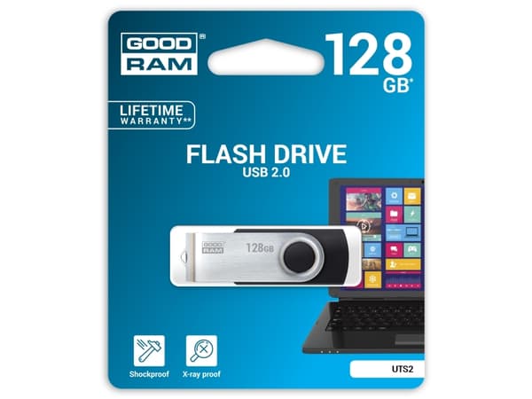 GOODRAM UTS2 - USB flashdrive - 128 GB - USB 2.0 - sort