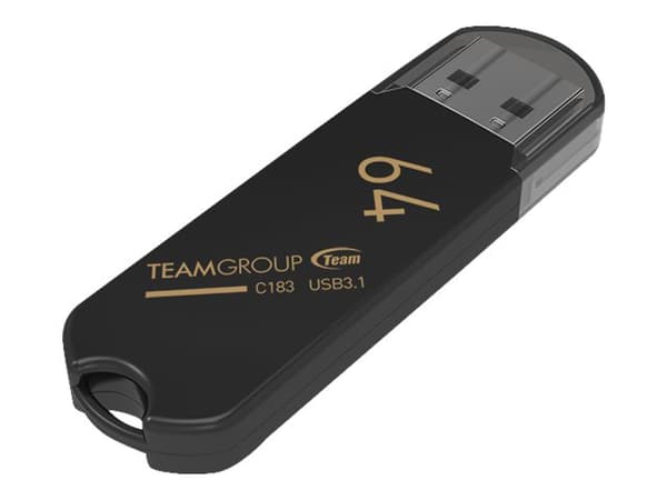 Team C183 - USB-flashstasjon - 64 GB - USB 3.1 Gen 1 - svart Sort