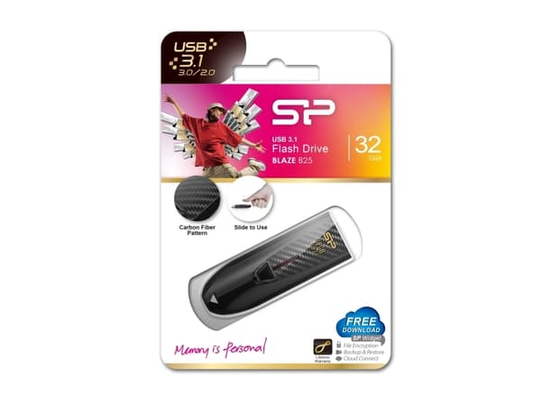 SILICON POWER Blaze B25 - USB-flashstasjon - 32 GB - USB 3.1 Gen 1 - svart