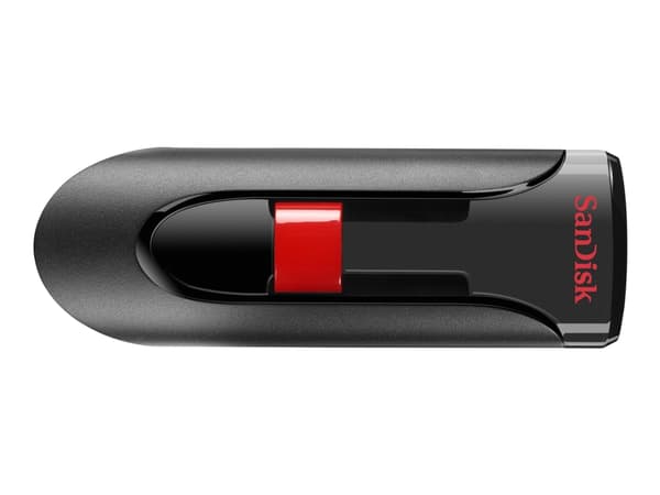 SanDisk Cruzer Glide - USB-flashstasjon - 256 GB - USB 2.0 - svart, rød