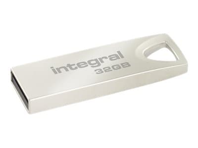Integral 32GB USB2.0 DRIVE ARC METAL, 32 GB, USB A-tyyppi, 2.0, 12 MB/s, Ilman suojusta, Hopea