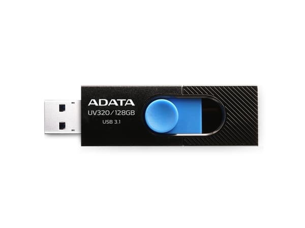 ADATA UV320, 128 GB, USB A-tyyppi, 3.2 Gen 1 (3.1 Gen 1), Liuku, 7,9 g, Musta, Sininen