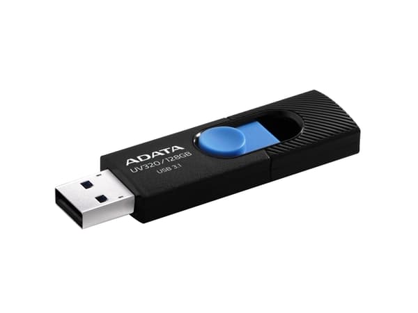 ADATA UV320, 128 GB, USB A-tyyppi, 3.2 Gen 1 (3.1 Gen 1), Liuku, 7,9 g, Musta, Sininen