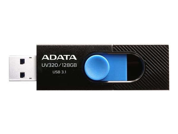 ADATA UV320, 128 GB, USB A-tyyppi, 3.2 Gen 1 (3.1 Gen 1), Liuku, 7,9 g, Musta, Sininen musta, Sininen