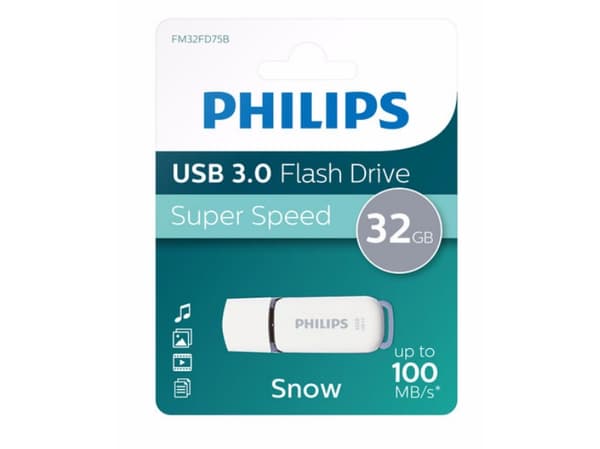 Philips FM32FD75B, 32 GB, USB A-tyyppi, 3.2 Gen 1 (3.1 Gen 1), Suojus, 8 g, Valkoinen