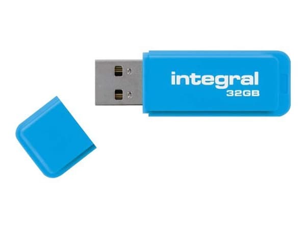 Integral Neon - USB-flashstasjon - 32 GB - USB 2.0 - blå Blå