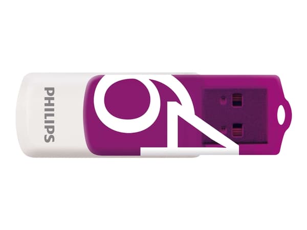Philips FM64FD05B, 64 GB, USB A-tyyppi, 2.0, Taittuva, 8 g, Purppura, Valkoinen
