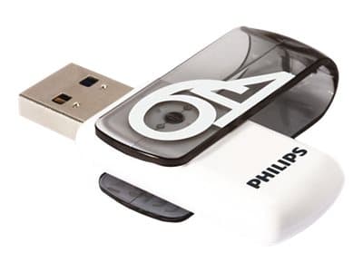Philips FM64FD05B, 64 GB, USB A-tyyppi, 2.0, Taittuva, 8 g, Purppura, Valkoinen