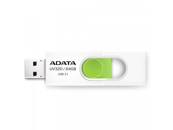ADATA UV320, 64 GB, USB A-tyyppi, 3.2 Gen 1 (3.1 Gen 1), Liuku, 7,9 g, Vihreä, Valkoinen