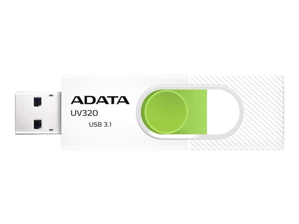 ADATA UV320, 64 GB, USB A-tyyppi, 3.2 Gen 1 (3.1 Gen 1), Liuku, 7,9 g, Vihreä, Valkoinen Vihreä, Valkoinen