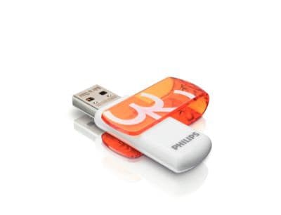 Philips FM32FD05B 32 Gt:n Vivid edition USB Flash -asema, 32 GB, USB A-tyyppi, 2.0, 18 MB/s, Suojus, Oranssi, Valkoinen