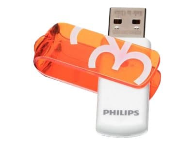 Philips FM32FD05B 32 Gt:n Vivid edition USB Flash -asema, 32 GB, USB A-tyyppi, 2.0, 18 MB/s, Suojus, Oranssi, Valkoinen Oranssi, Valkoinen