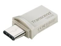 Transcend JetFlash 890 - USB-flashdrive - 128 GB - USB 3.1 Gen 1 / USB-C - silver