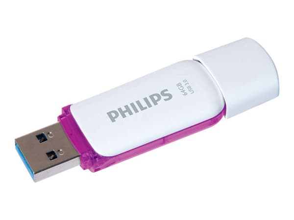 Philips FM64FD75B, 64 GB, USB A-tyyppi, 3.2 Gen 1 (3.1 Gen 1), Suojus, 8 g, Purppura, Valkoinen