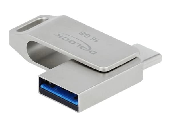 DeLOCK 54073, 16 GB, USB Type-A / USB Type-C, 3.2 Gen 1 (3.1 Gen 1), 117 MB/s, Taittuva, Hopea