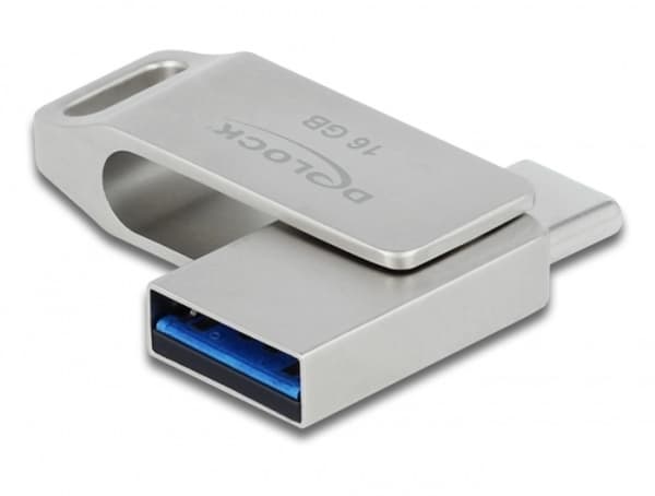 DeLOCK 54073, 16 GB, USB Type-A / USB Type-C, 3.2 Gen 1 (3.1 Gen 1), 117 MB/s, Taittuva, Hopea