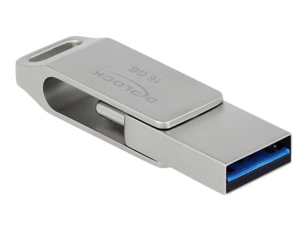 DeLOCK 54073, 16 GB, USB Type-A / USB Type-C, 3.2 Gen 1 (3.1 Gen 1), 117 MB/s, Taittuva, Hopea