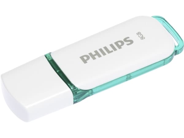 Philips FM08FD70B, 8 GB, USB A-tyyppi, 2.0, Suojus, 8 g, Turkoosi, Valkoinen