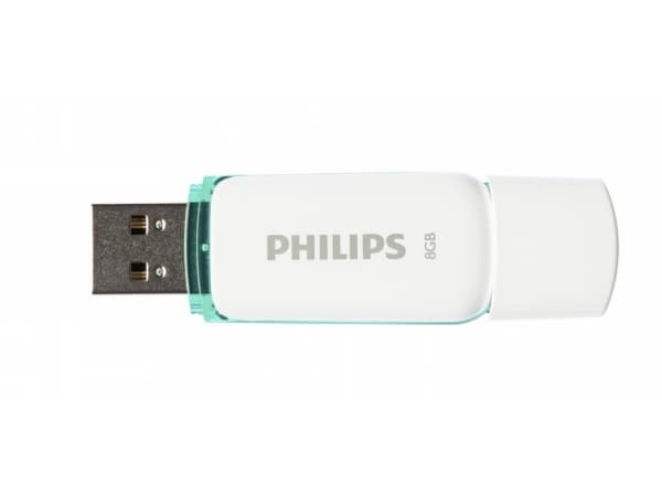 Philips FM08FD70B, 8 GB, USB A-tyyppi, 2.0, Suojus, 8 g, Turkoosi, Valkoinen