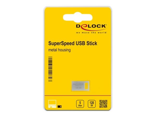 DeLOCK 54072, 128 GB, USB A-tyyppi, 3.2 Gen 1 (3.1 Gen 1), 111 MB/s, Ilman suojusta, Hopea Hopea