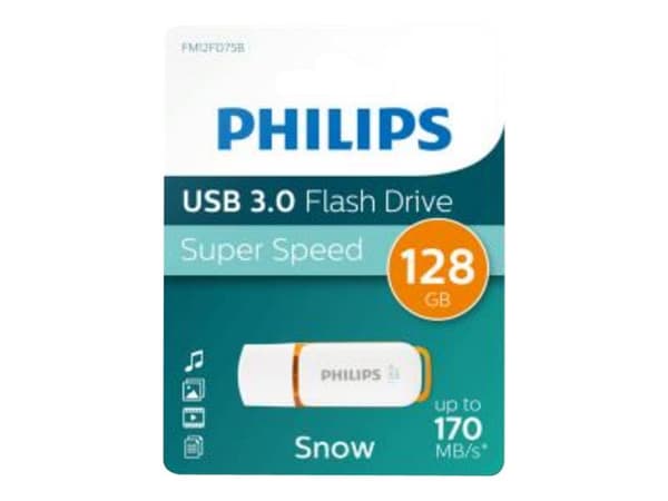 Philips FM12FD75B/00, 128 GB, USB A-tyyppi, 3.2 Gen 1 (3.1 Gen 1), Suojus, 8 g, Oranssi, Valkoinen