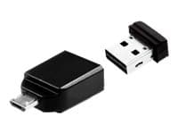 Verbatim Store 'n' Go Nano USB Drive - USB flash-enhet - 16 GB - USB 2.0 - med Micro USB Adapter Svart