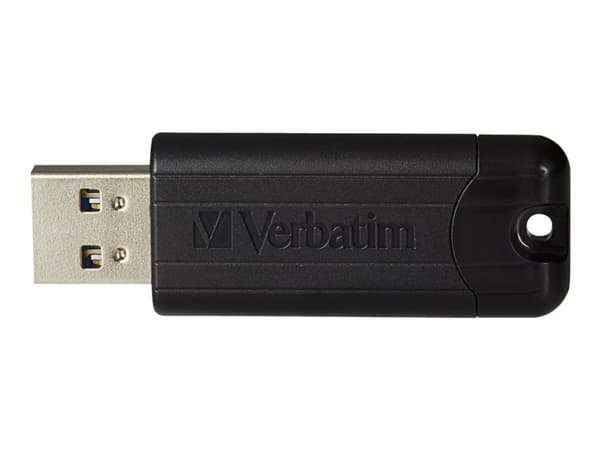 Verbatim PinStripe USB Drive - USB-flashstasjon - 128 GB - USB 3.0 Gen 1 - svart