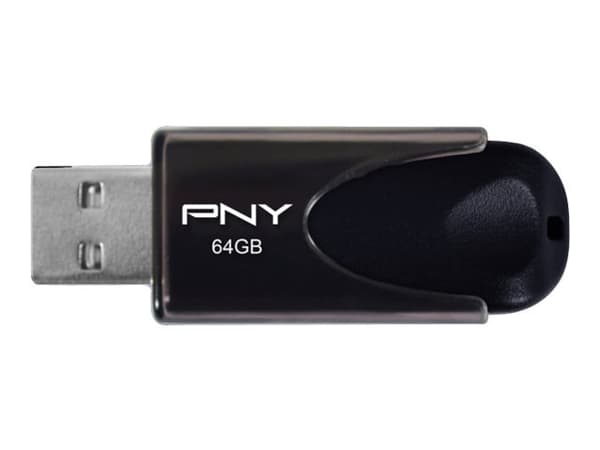 PNY Attaché 4 - USB-flashstasjon - 64 GB - USB 2.0 Sort