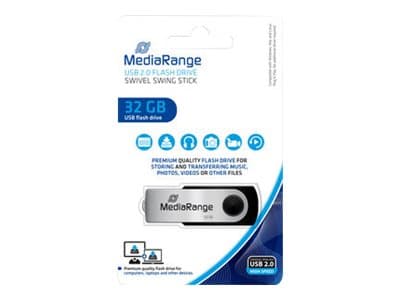 MediaRange USB Flexi-Drive - USB flash-stasjon - 32 GB - USB 2.0 Sort, Sølv