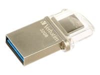 Verbatim Store 'n' Go OTG Micro Drive - USB-muistitikku - 32 GB - USB 3.0 / micro USB - metallia Hopea