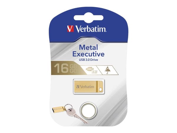 Verbatim Metal Executive, 16 GB, USB A-tyyppi, 3.2 Gen 1 (3.1 Gen 1), Ilman suojusta, 3,6 g, Kulta
