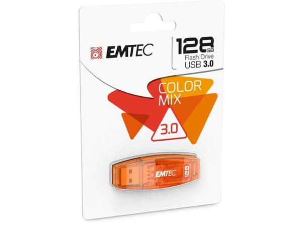Emtec C410, 128 GB, USB A-tyyppi, 2.0, Suojus, Oranssi