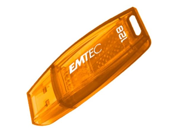 Emtec C410, 128 GB, USB A-tyyppi, 2.0, Suojus, Oranssi Oranssi